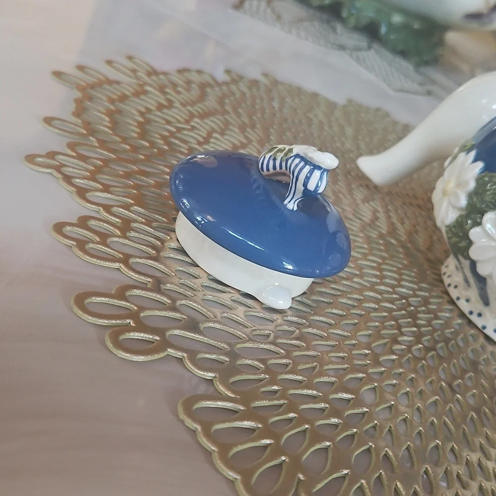 Teapot Collectable By Sandys Closet # 18213 Suzette Mini Teapot Blue Shoe 2001